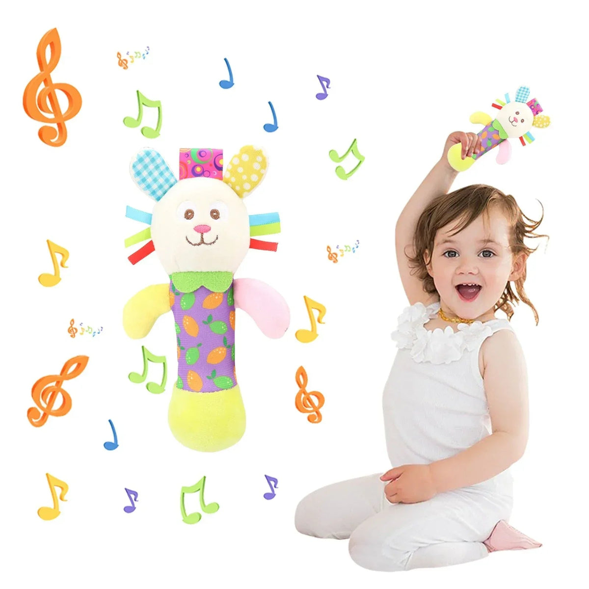 Clear!Tarmeek Baby Soft Rattles Shaker Teething for 0-6 Months Newborn,Infant Developmental Hand Grip Baby Cute Stuffed Animal Doll for 6-12 Months Toddlers,Birthday Gifts for Kids
