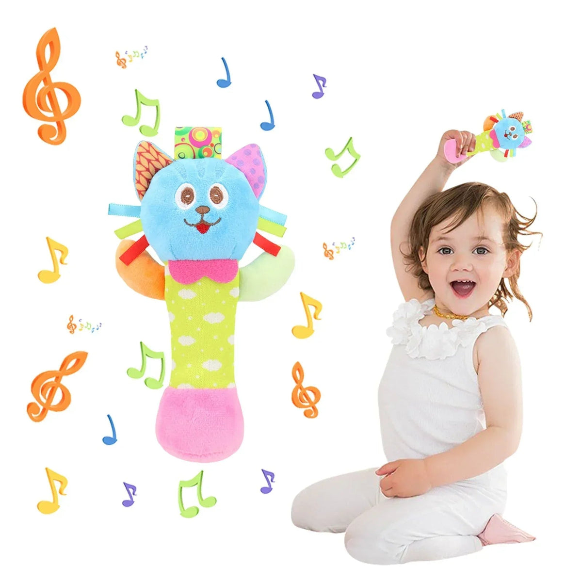 Clear!Tarmeek Baby Soft Rattles Shaker Teething for 0-6 Months Newborn,Infant Developmental Hand Grip Baby Cute Stuffed Animal Doll for 6-12 Months Toddlers,Birthday Gifts for Kids