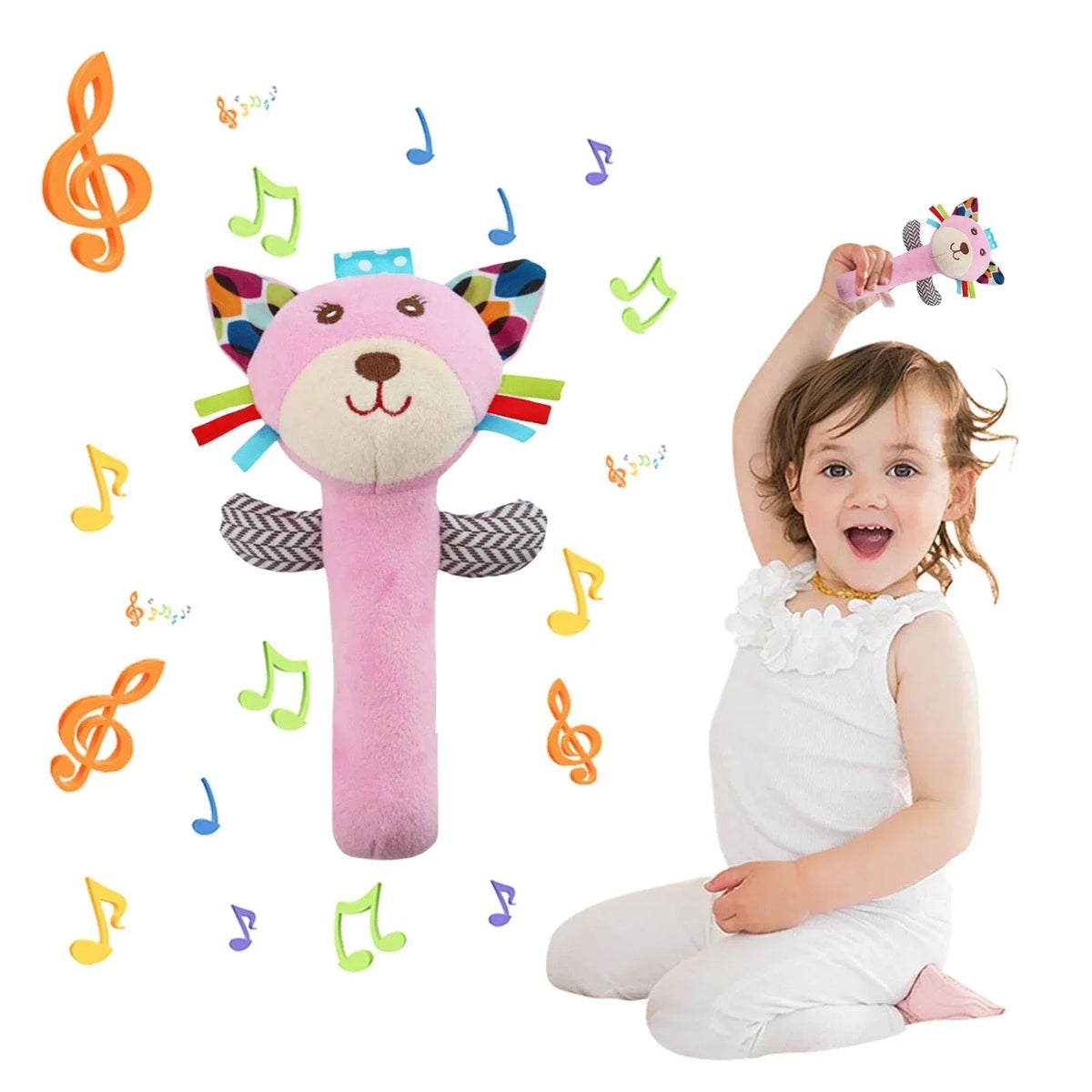 Clear!Tarmeek Baby Soft Rattles Shaker Teething for 0-6 Months Newborn,Infant Developmental Hand Grip Baby Cute Stuffed Animal Doll for 6-12 Months Toddlers,Birthday Gifts for Kids