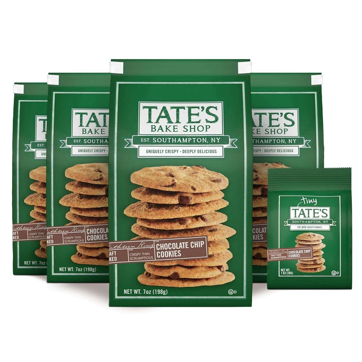 Tate's Bake Shop Chocolate Chip & Tiny Tate's Chocolate Chip Cookies Variety Pack, 5 Bags