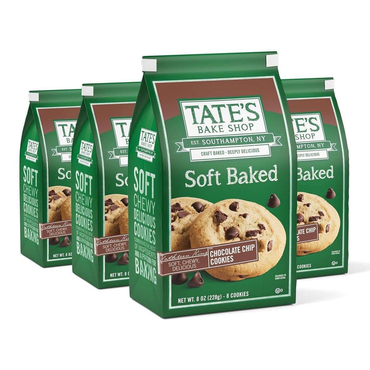 Tate's Bake Shop Soft Baked Chocolate Chip Cookies, 4 x 8 oz Bags