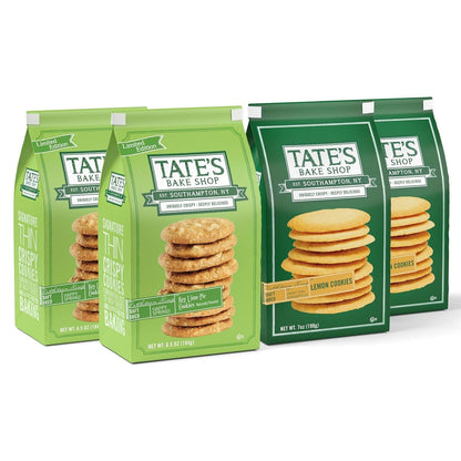 Tate's Bake Shop Key Lime Pie & Lemon Cookies Variety Pack, 4 Bags – Crisp, Buttery & Zesty Flavor