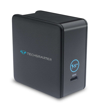 Techsmarter 60W USB-C PD Fast Charging Wall Charger for iPhone 14, 13, 12, 11, XS, X, XR, iPad Air/Pro, MacBook Air/PRo, Samsung S22, S21, S20, S10, S9, Motorola, HTC, LG, Chromebook, Dell, Lenovo