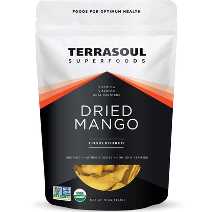 Terrasoul Superfoods Organic Dried Mango Slices, 1 Lb - Naturally Sweet & Tart | No-Added Sugar | Healthy Prebiotic