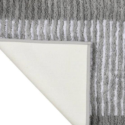 Textured Stripe Microfiber Bath Rug