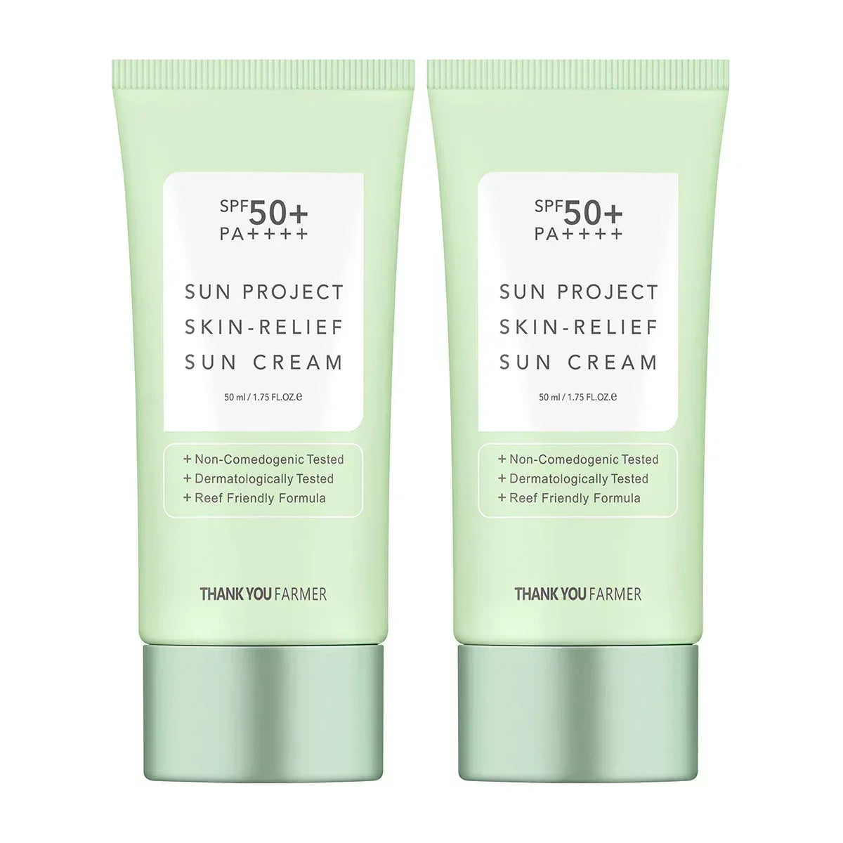 Thank You Farmer Sun Project Skin Relief Sun Cream, SPF 50+, 1.75 fl oz, 2-pack