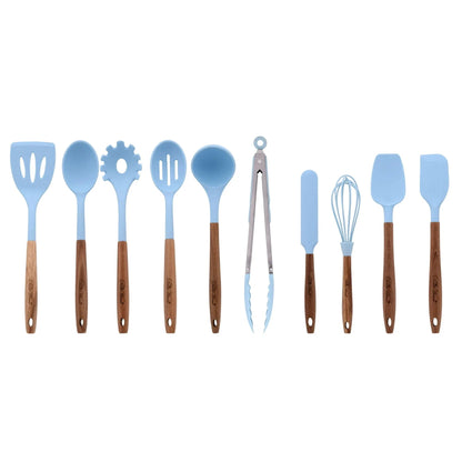 The Pioneer Woman 10-Piece Silicone and Acacia Wood Handle Cooking Utensils Set