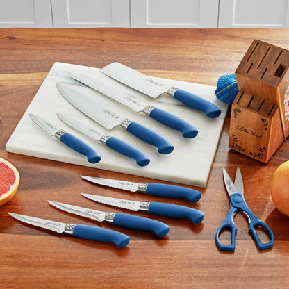 The Pioneer Woman Breezy Blossoms 11-Piece Stainless Steel Knife Block Set, Teal