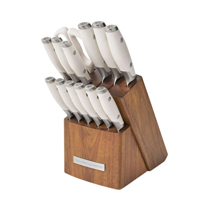 The Pioneer Woman 14-Piece Knife Block Set Stainless Steel Knives with Ergonomic Handle, Black