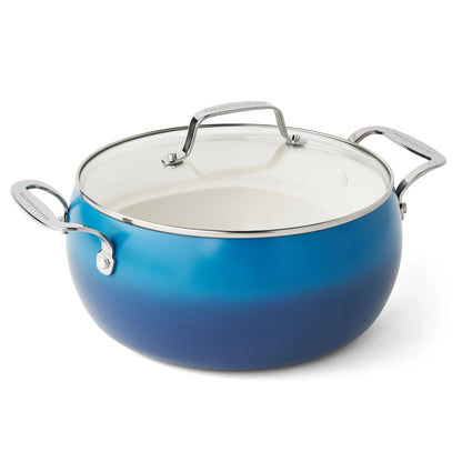 The Pioneer Woman Harlow 7.5 qt Ceramic Non-Stick Stock Pot with Lid, Denim Blue