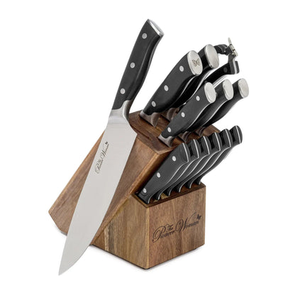 The Pioneer Woman Pioneer Signature 14-Piece Stainless Steel Knife Block Set, Red