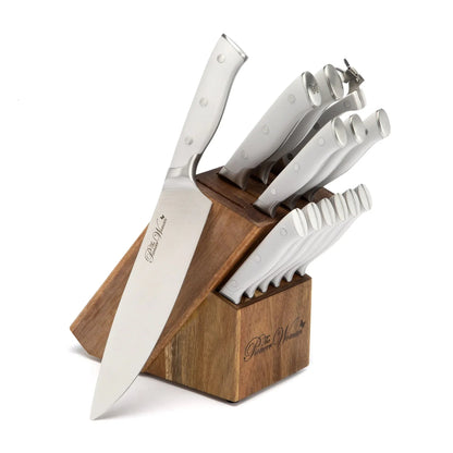 The Pioneer Woman Pioneer Signature 14-Piece Stainless Steel Knife Block Set, Red