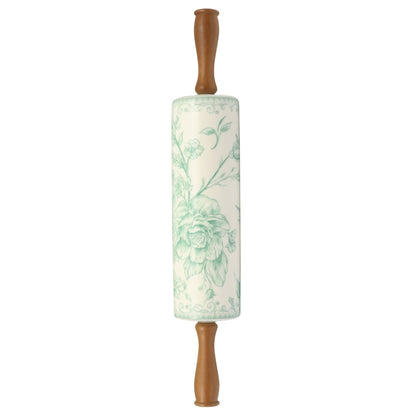 The Pioneer Woman Agatha Ceramic Rolling Pin with Wood Handles, Green