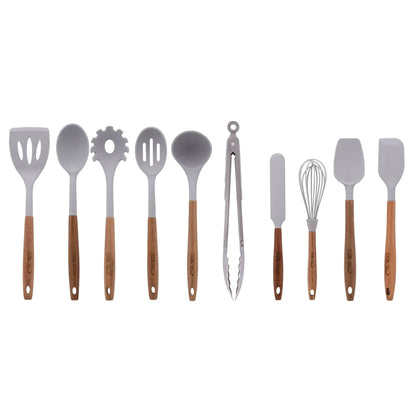 The Pioneer Woman 10-Piece Silicone and Acacia Wood Handle Cooking Utensils Set