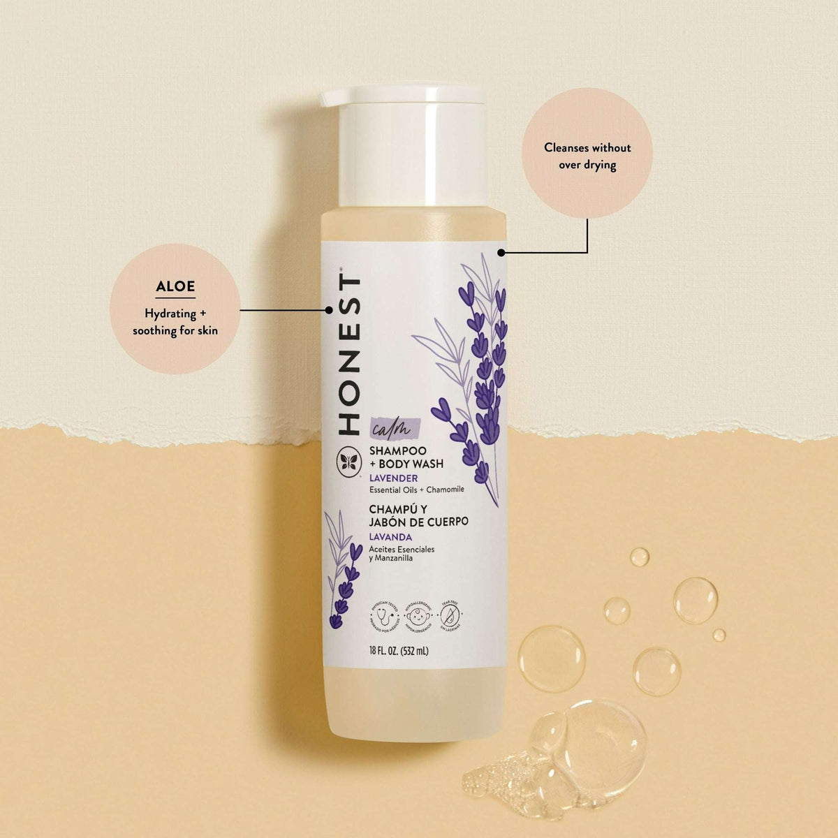 The Honest Company Baby Shampoo and Body Wash in Calm Lavender, 18 fl oz
