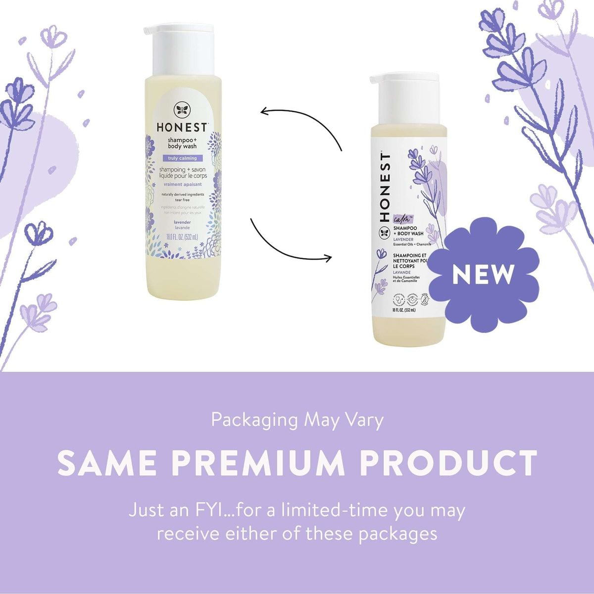 The Honest Company Baby Shampoo and Body Wash in Calm Lavender, 18 fl oz