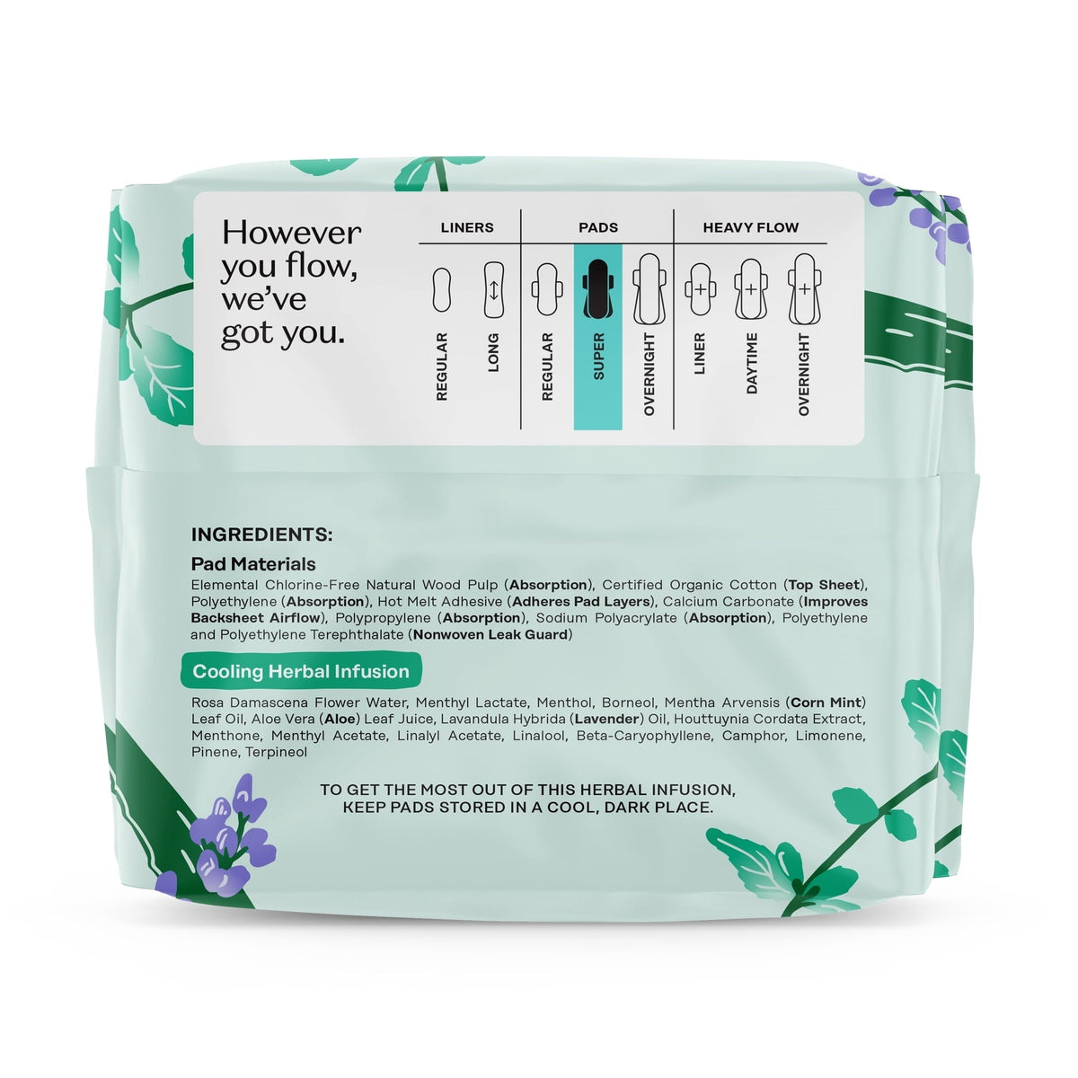 The Honey Pot Company, Herbal Super Pads with Wings, Organic Cotton Cover, 16 ct. (PACK OF 3 )