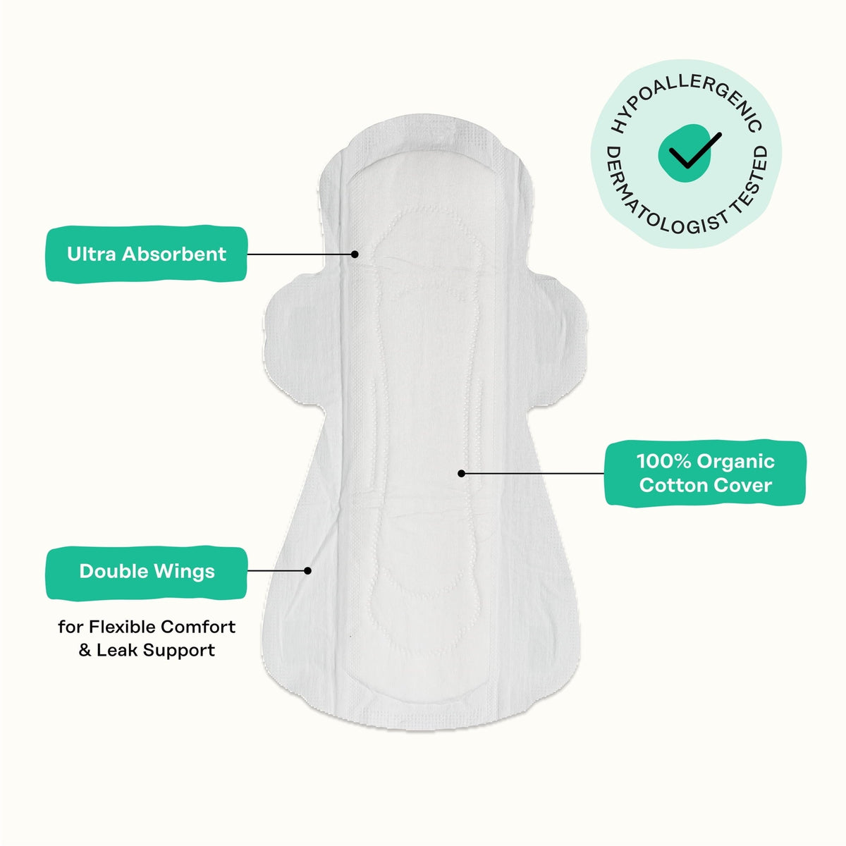 The Honey Pot Company, Herbal Super Pads with Wings, Organic Cotton Cover, 16 ct. (PACK OF 3 )