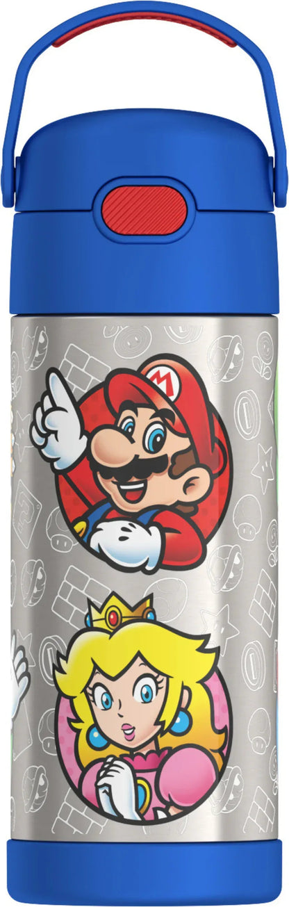 Thermos Stainless Steel Funtainer Water Bottle with Straw, Mario, 14oz