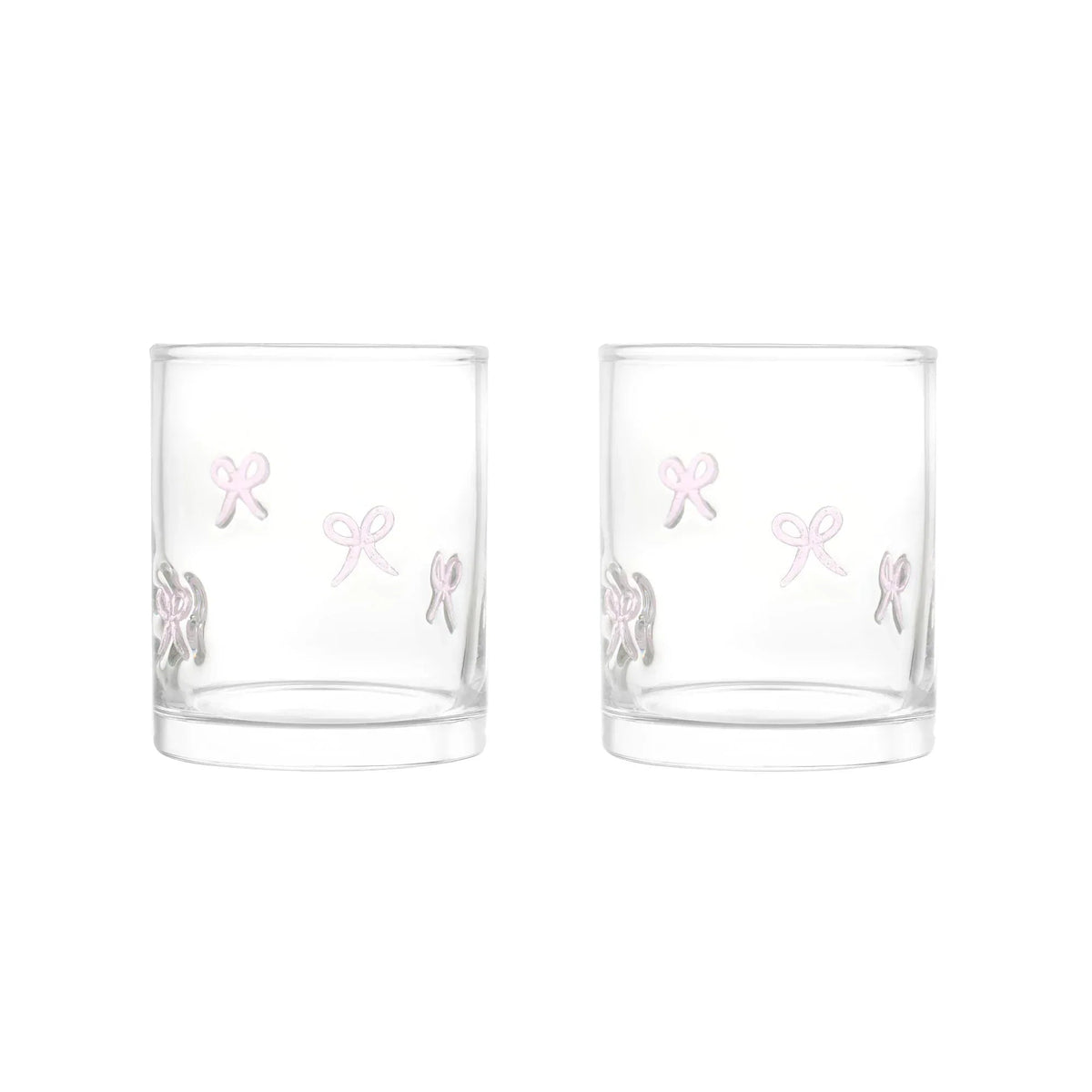 Thyme & Table 12 fl oz Valentine's Day Pink Bows Charm Drinking Glasses, Set of 2