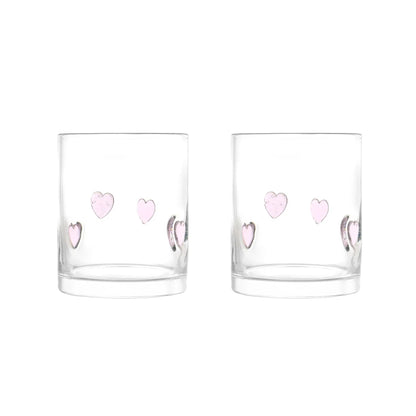 Thyme & Table 12 fl oz Valentine's Day Pink Bows Charm Drinking Glasses, Set of 2
