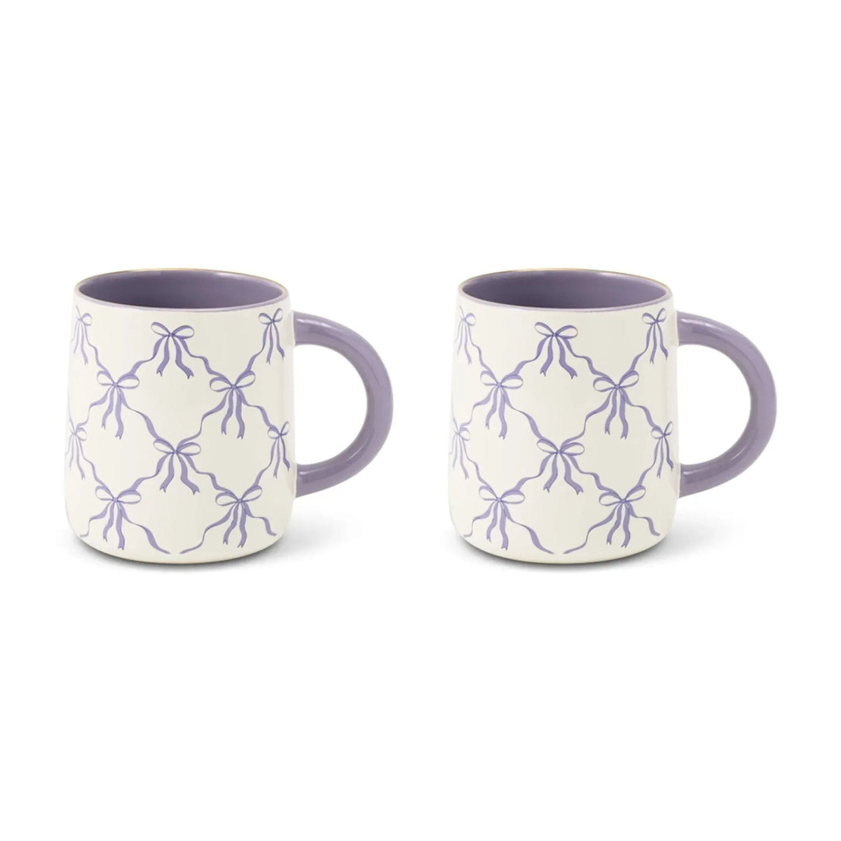Thyme & Table 14.5 fl oz Purple Bows Stoneware Mug, Set of 2