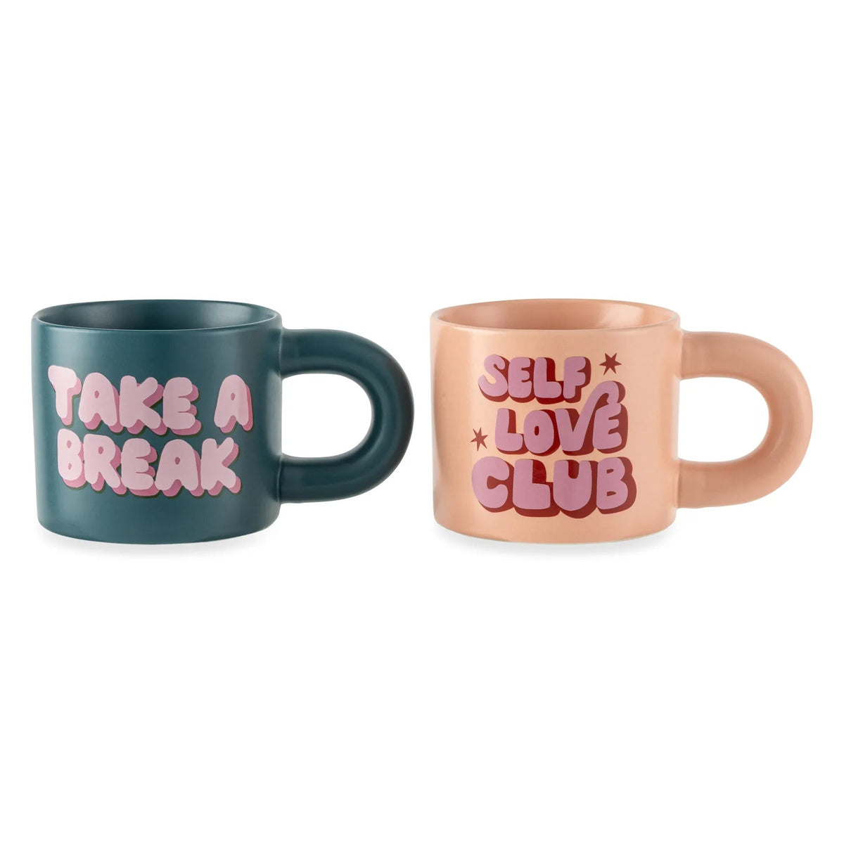 Thyme & Table 2 Pack Take a Break Green and Self Love Pink Mugs 11.08 fl oz, Stoneware