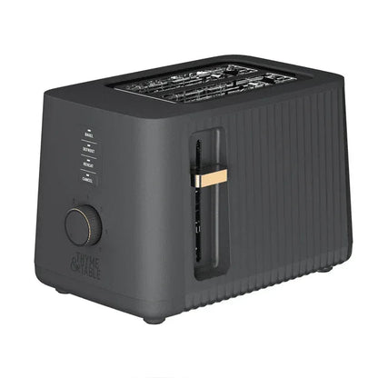 Thyme & Table 2-Slice Toaster, Extra-Wide Slots with Slide-Out Removable Crumb Tray, Slate Grey