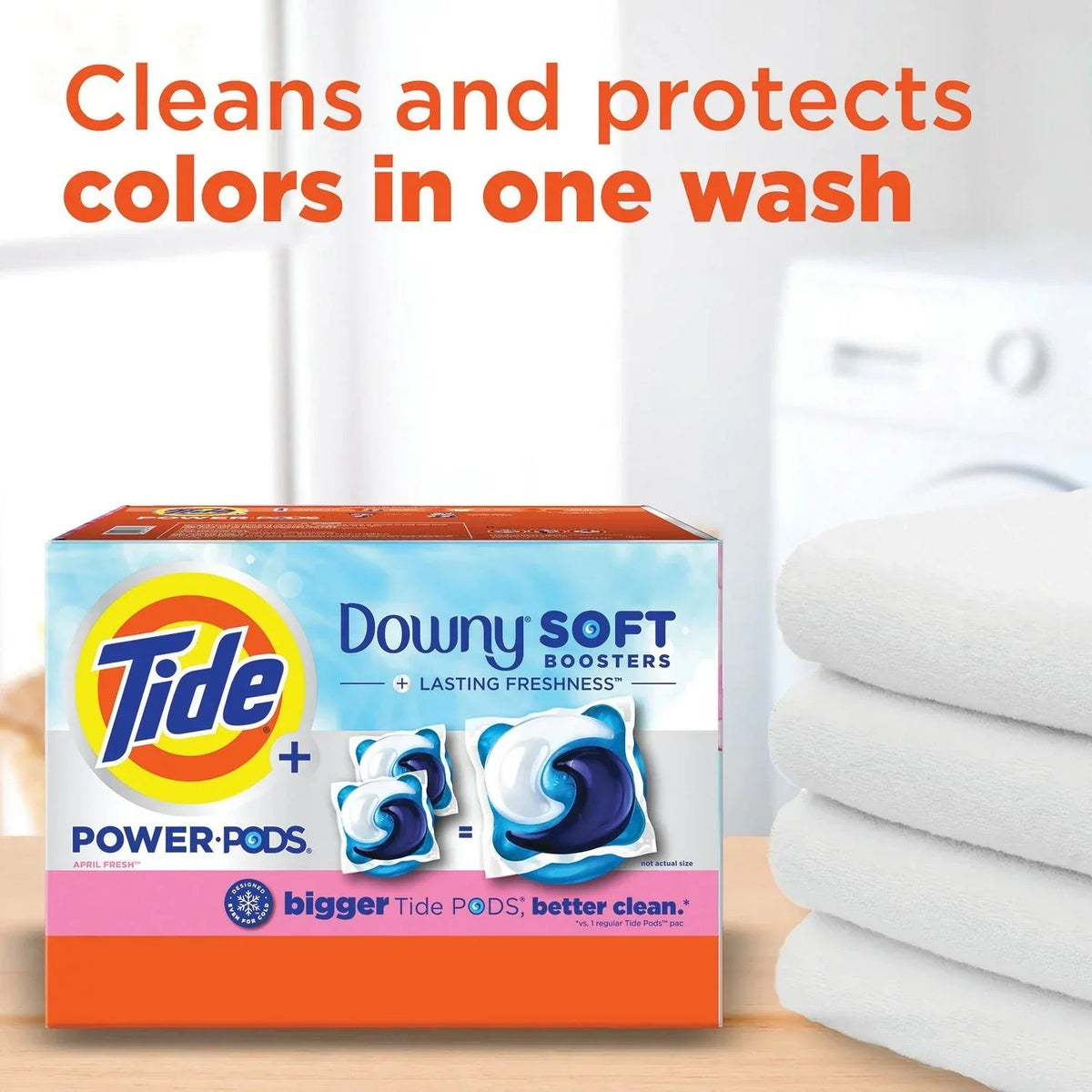 Tide Power PODs Downy Soft Boosters Laundry Detergent Pacs, April Fresh, 72 ct.