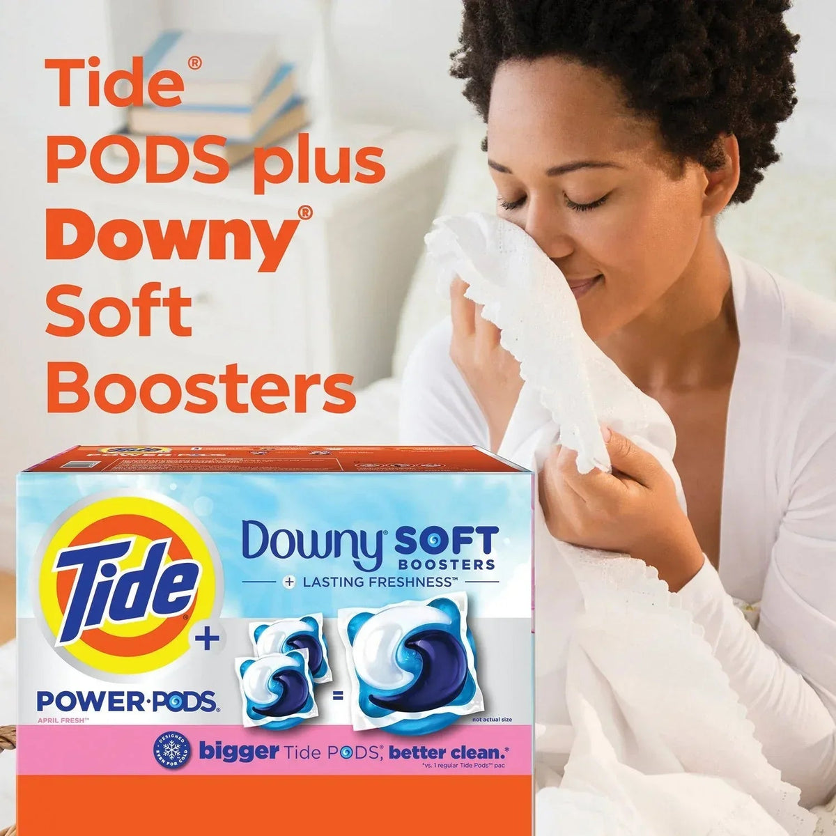 Tide Power PODs Downy Soft Boosters Laundry Detergent Pacs, April Fresh, 72 ct.