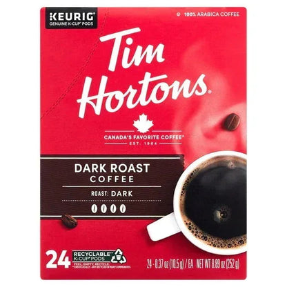 Tim Hortons Dark Roast K-Cup Coffee Pods for Keurig Brewers, Recyclable, 24 Ct