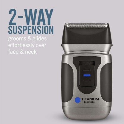 Titanium Edge Beard & Body Compact Shaver – Men’s Electric Groomer for Face, Neck & Body – Pop-Up Trimmer, Titanium Blade, Hypoallergenic, Travel Ready