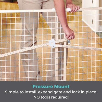Toddleroo by North States 29.5"-50" Quick-Fit Wire Mesh Baby Safety Gate, Natural Wood