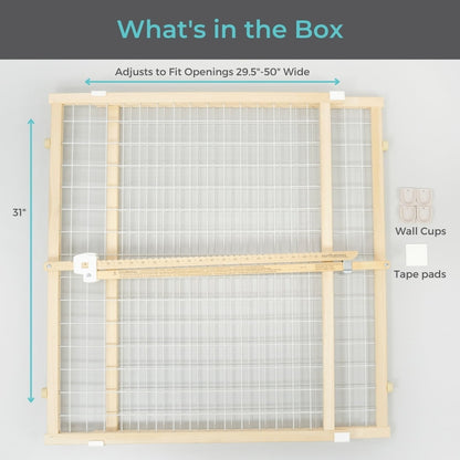 Toddleroo by North States 29.5"-50" Quick-Fit Wire Mesh Baby Safety Gate, Natural Wood