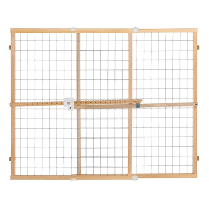 Toddleroo by North States 29.5"-50" Quick-Fit Wire Mesh Baby Safety Gate, Natural Wood