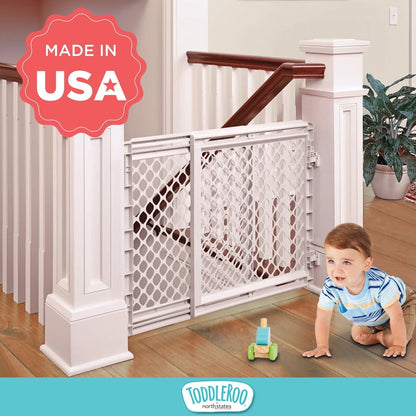 Toddleroo by North States Stairway Secure Baby Safety Gate, 27"-41", Soft White