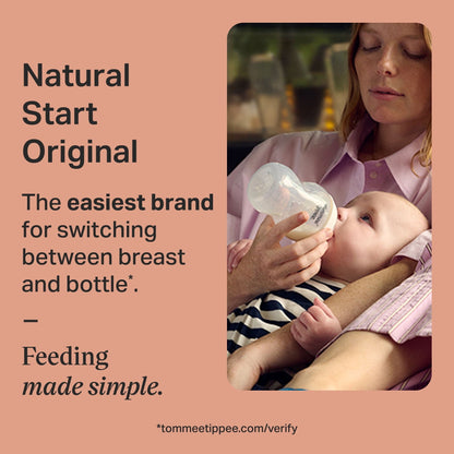 Tommee Tippee Baby Bottles, Natural Start Anti-Colic Baby Bottle with Medium Flow Breast-Like Nipple, 11oz, 3m+, Self-Sterilizing, Baby Feeding Essentials
