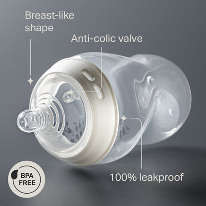 Tommee Tippee Baby Bottles, Natural Start Anti-Colic Baby Bottle with Medium Flow Breast-Like Nipple, 11oz, 3m+, Self-Sterilizing, Baby Feeding Essentials