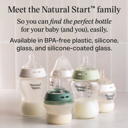 Tommee Tippee Baby Bottles, Natural Start Anti-Colic Baby Bottle with Medium Flow Breast-Like Nipple, 11oz, 3m+, Self-Sterilizing, Baby Feeding Essentials
