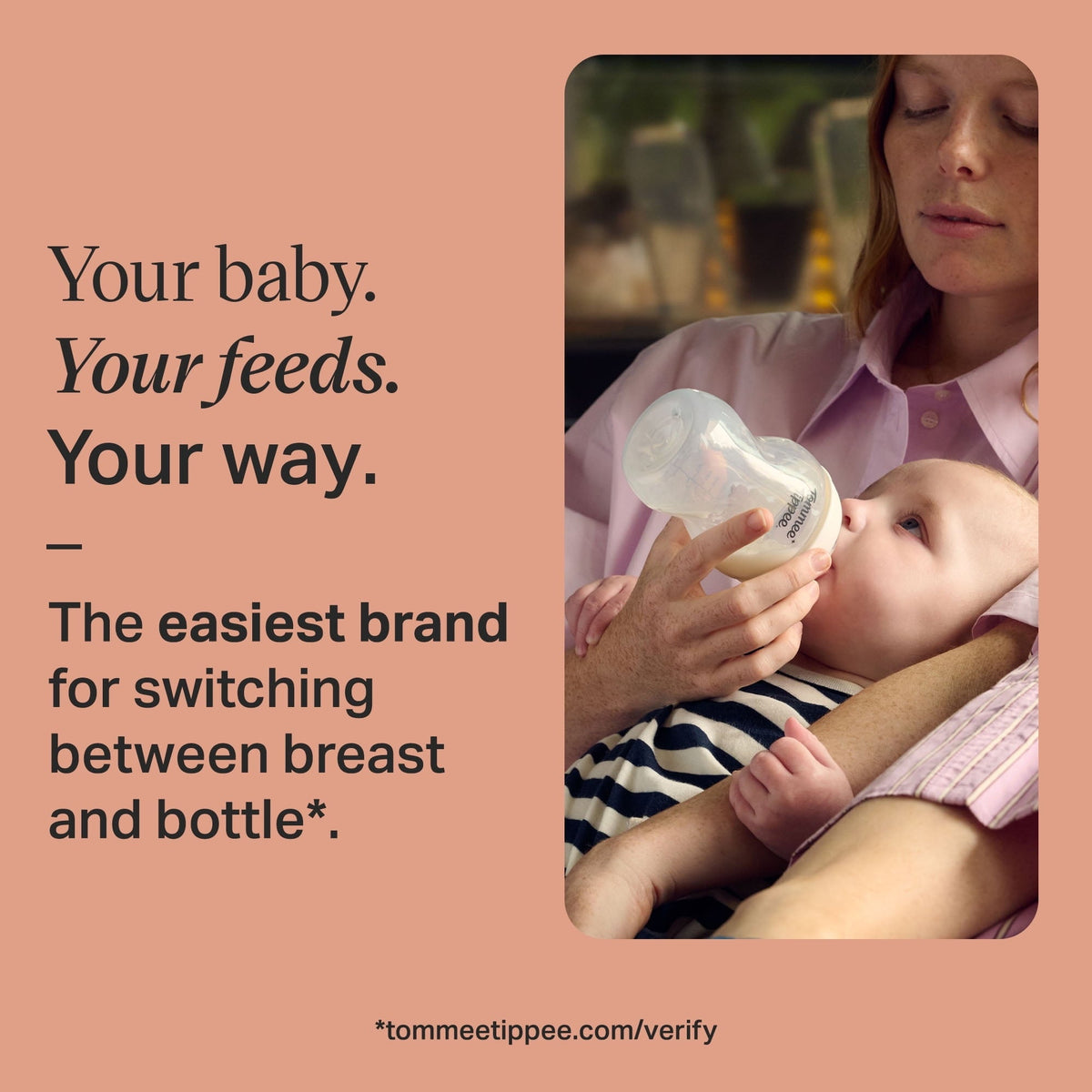 Tommee Tippee Natural Start Anti-Colic Baby Bottles, 11oz, 6 Months plus, Thicker Feed Breast-like Nipple for a Natural Latch, Fiesta, Pack of 2