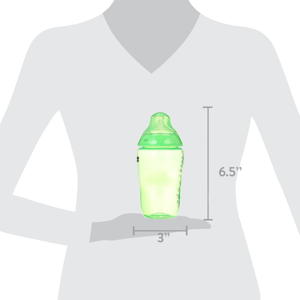 Tommee Tippee Natural Start Anti-Colic Baby Bottles, 11oz, 6 Months plus, Thicker Feed Breast-like Nipple for a Natural Latch, Fiesta, Pack of 2