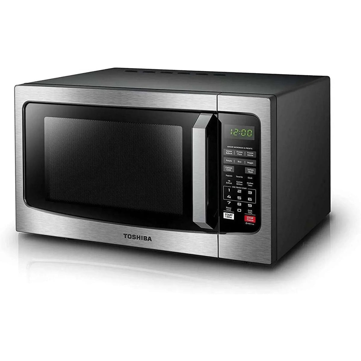 Toshiba Countertop Microwave Oven, 1.2 Cu Ft, 1,100 Watts, Smart Sensor, Mute Function, Stainless Steel