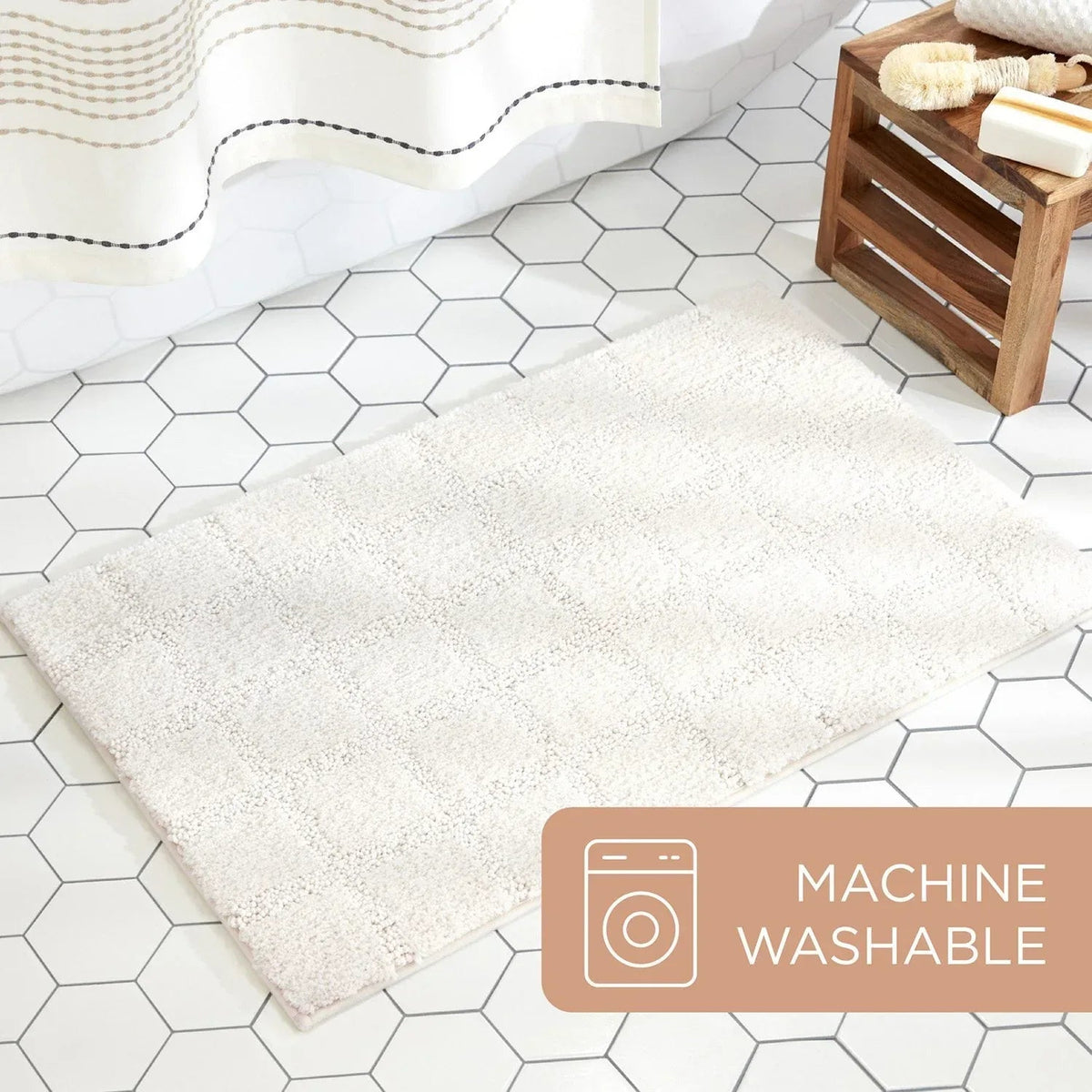 Town & Country Everyday Ultra Plush Solid Tufted Windowpane Bath Mat 20"x32"