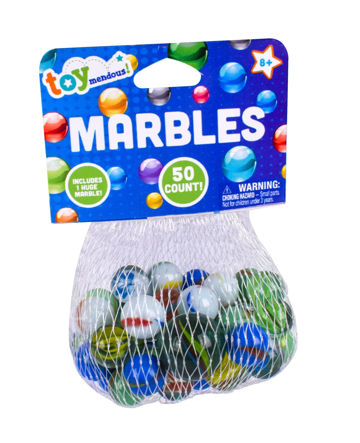 Toymendous 50 Piece Marbles, Collectible Novelty & Gag Toys, Multicolor, Children Ages 3+