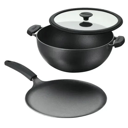 Tramontina 3-piece Cast Iron 7-quart Deep Kadai & Flat Tawa Cookware Set