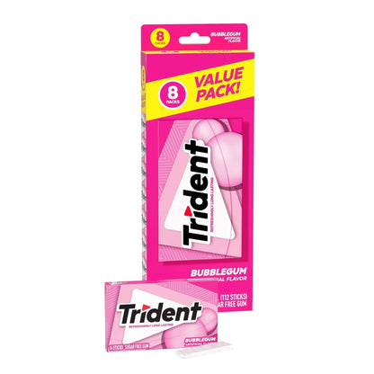 Trident Sugar Free Gum, Bubblegum, Regular Size, 14 Pieces