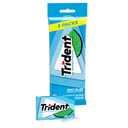 Trident Sugar Free Gum, Bubblegum, Regular Size, 14 Pieces