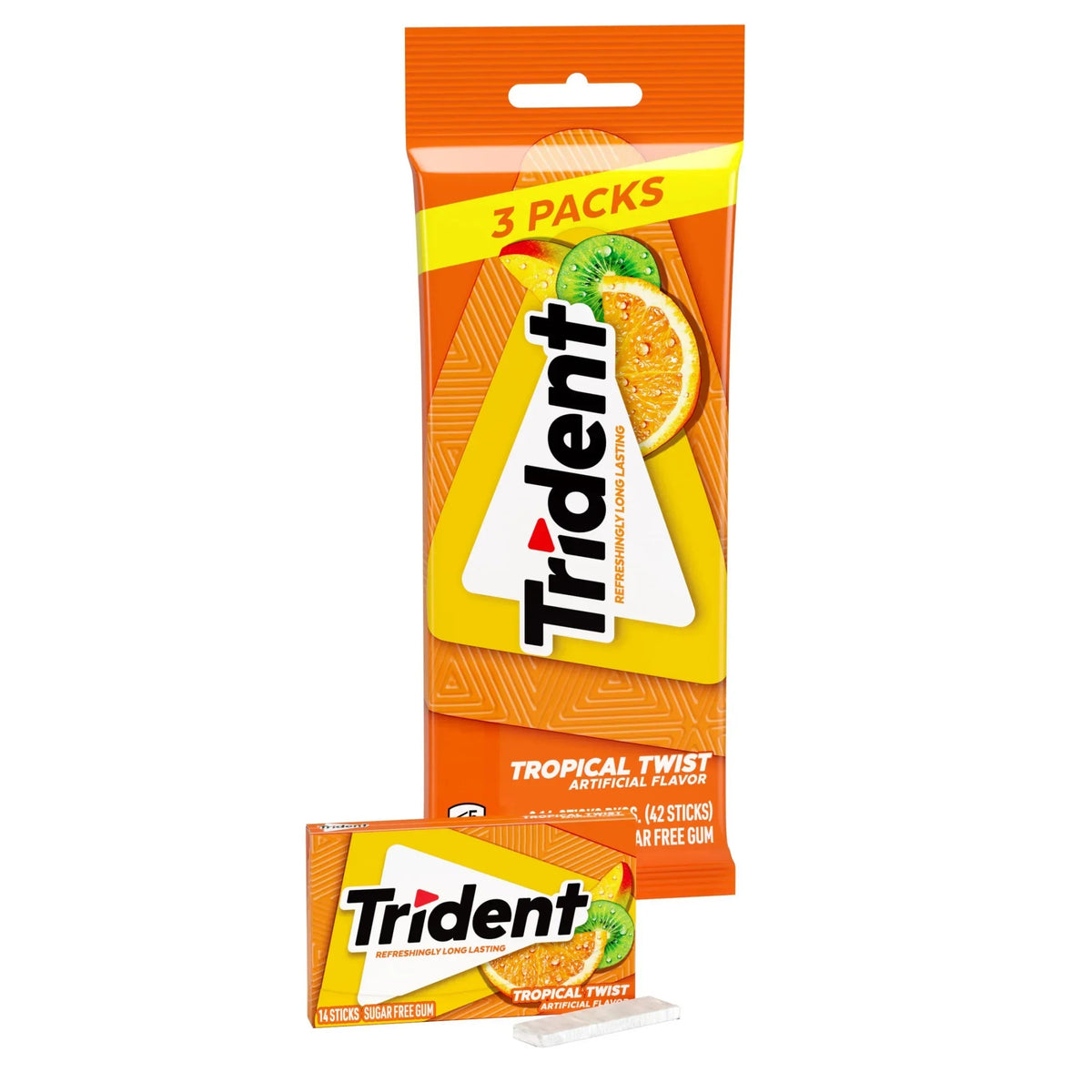 Trident Sugar Free Gum, Bubblegum, Regular Size, 14 Pieces
