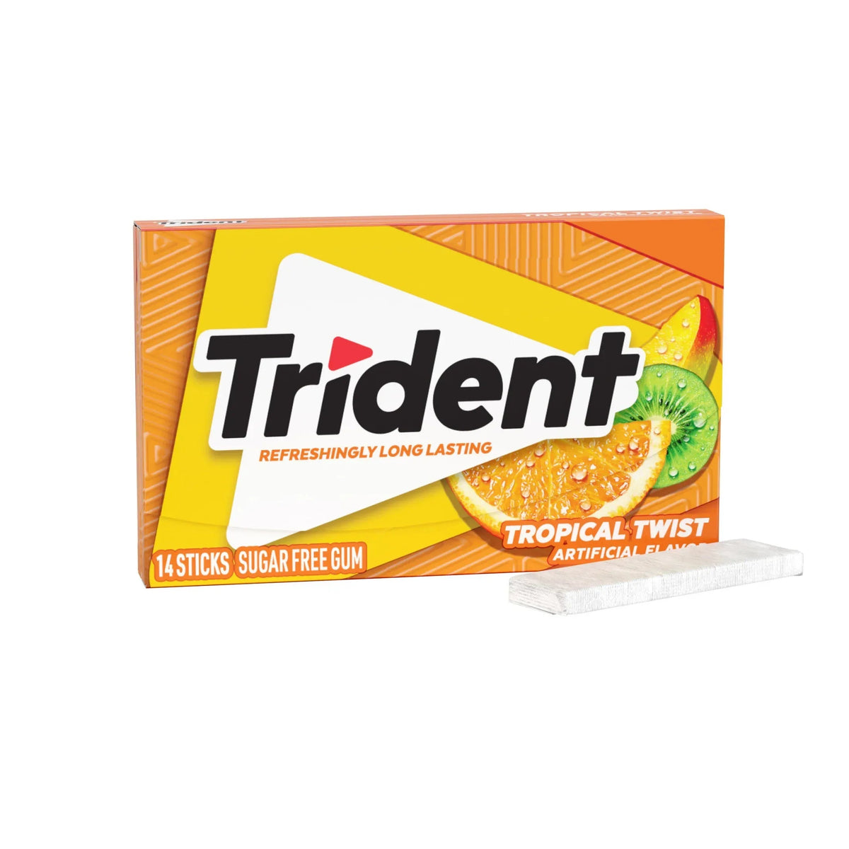 Trident Sugar Free Gum, Bubblegum, Regular Size, 14 Pieces