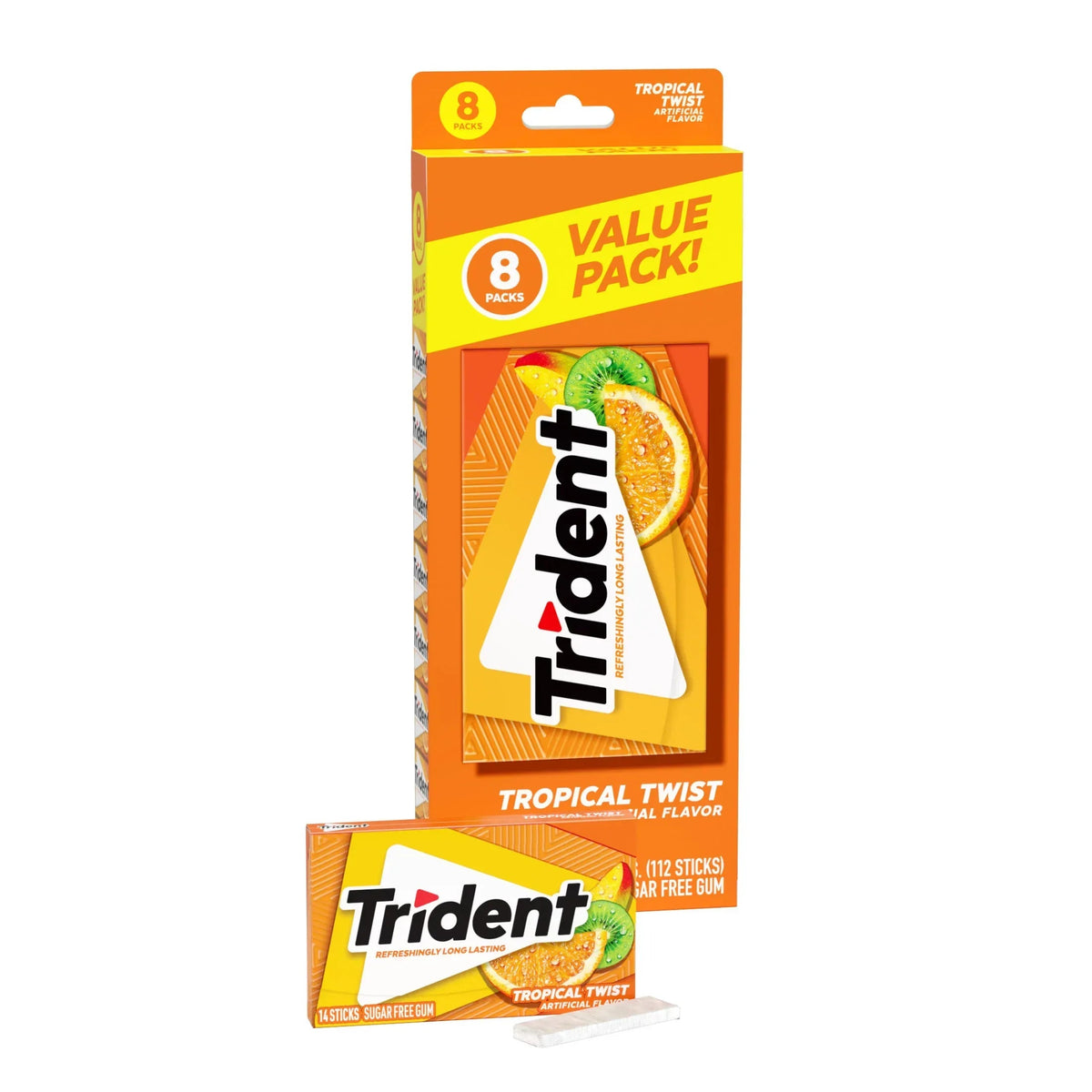 Trident Sugar Free Gum, Bubblegum, Regular Size, 14 Pieces
